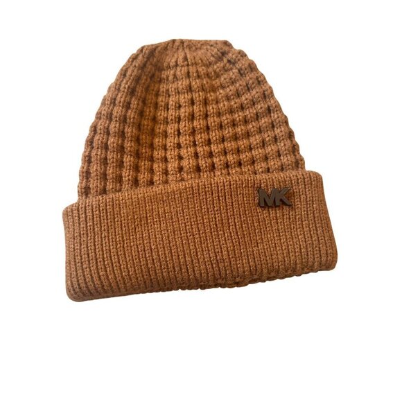 Brown Michael Kors Knit Beanie Hat Ribbed Design  Women's One Size - Picture 1 of 7